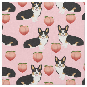 tecido emoji de pêssego tri corgi