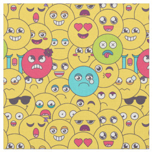Tecido Emoji Seamless Pattern Colorful Cartoon Emotions