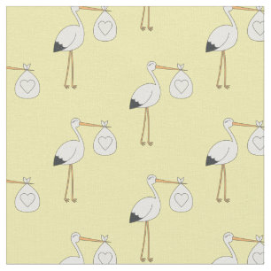 Tecido Enfermeiro Amarelo de Bebês Cute Stork Neutro
