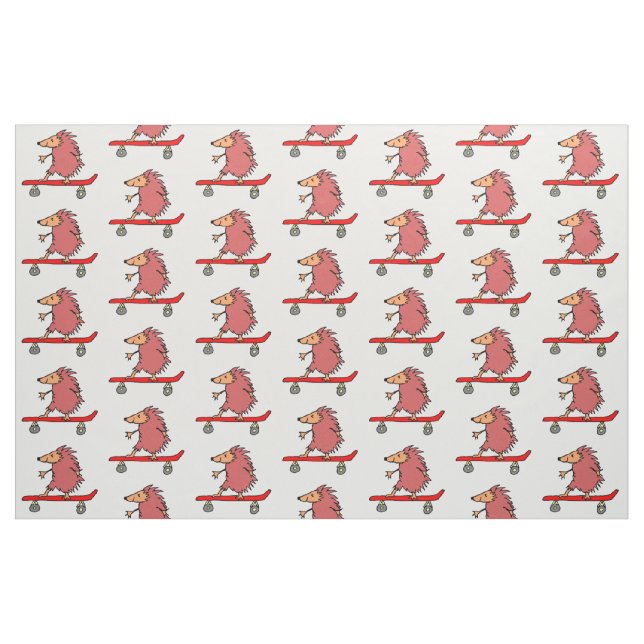 Tecido Engraçado Cartoon Cute Hedgehog Skateboard (Fat Quarter)