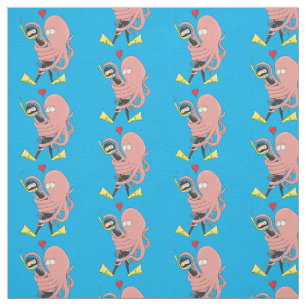 Tecido Engraçado de polvo encantador humor de desenho ani