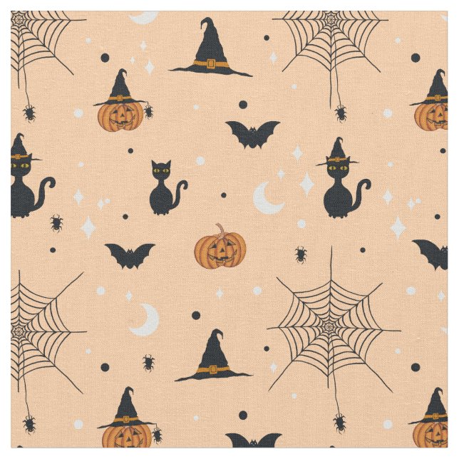 Tecido Engraçado Design de Laranja de Halloween Spooky (Detalhe)