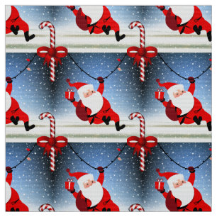 Tecido Engraçado Papai Noel entregando dotes doces