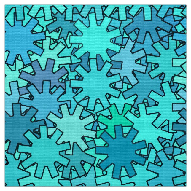 Tecido Engrenagens, azul do mar e turquesa geométricos (Modelo)