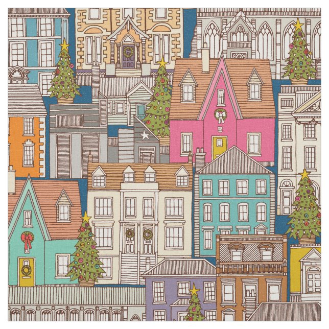 Tecido época de natal, azul, multicamal (Amostra)