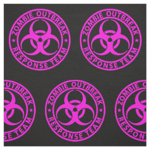 Tecido Equipe de Resposta a Surto de Zumbi Rosa Neon