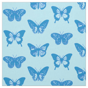 Tecido Esboço, cerulean e azul-céu da borboleta