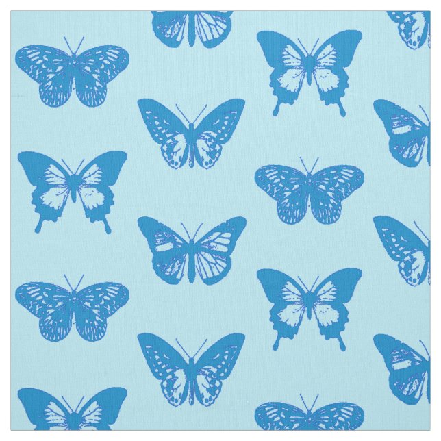 Tecido Esboço da borboleta, azul-ceruliano e azul-céu (Modelo)