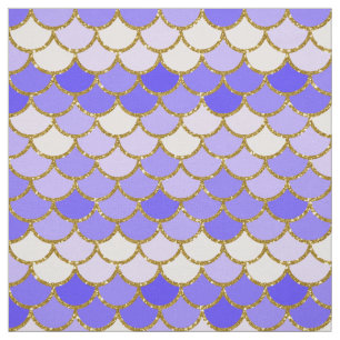 Tecido Escalas de Sereia de Luminosas Roxas e Douradas