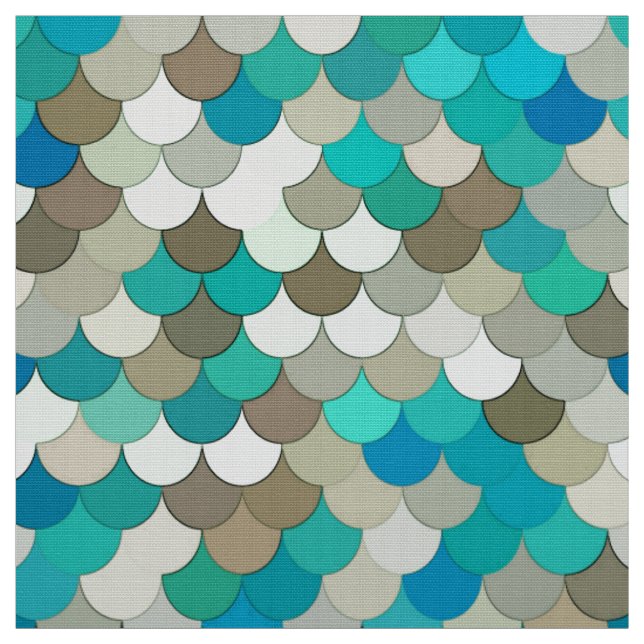 Tecido Escalas, turquesa, Aqua, Taupe, & creme da sereia (Modelo)