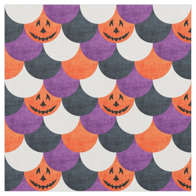 Tecido Escamas de Sereia com Abóbora de Halloween (Detalhe)