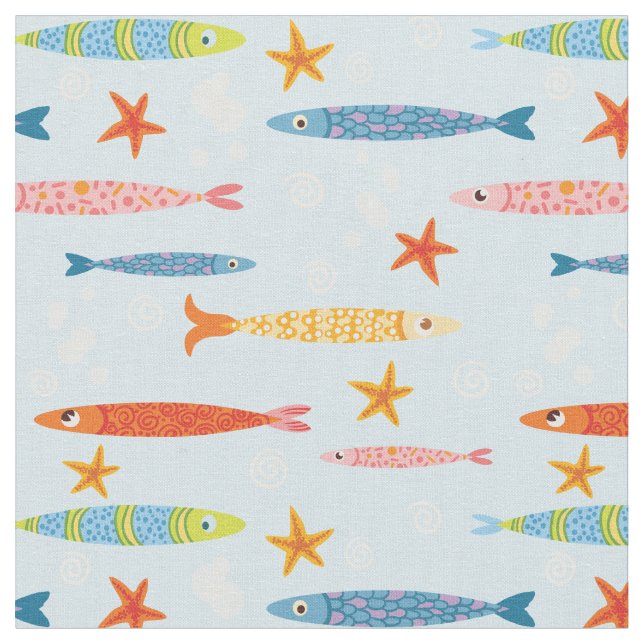 Tecido Escola de Divertimento de Peixes (Detalhe)
