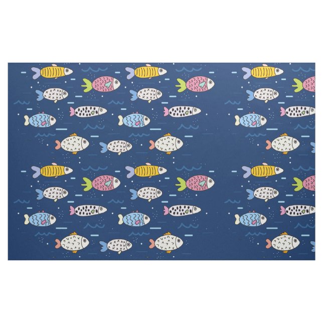 Tecido Escola de Peixes Coloridos (Fat Quarter)