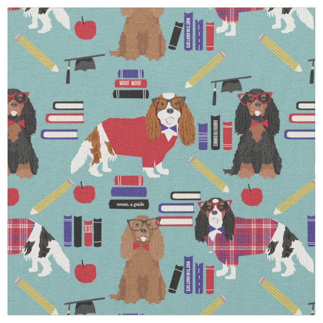 Tecido Escola de professores Cavalier King Charles Spanie (Detalhe)