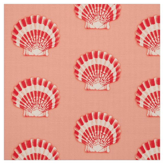 Tecido Escudos do mar - coral e pêssego (Modelo)