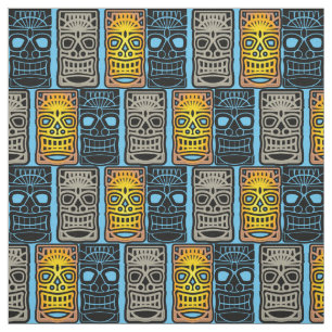 Tecido Esculturas de Tiki triplas Thunder_Cove