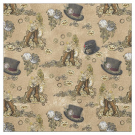 Tecido Esculturas Steampunk Chapéus e Botas Design Repeti