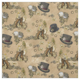Tecido Esculturas Steampunk Chapéus e Botas Design Repeti