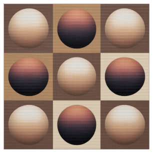 Tecido Esferas de Pop Art, Chocolate Brown e Beige