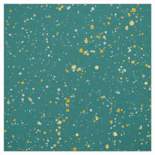 Tecido Espaço elegante dos confetes - verde da cerceta &