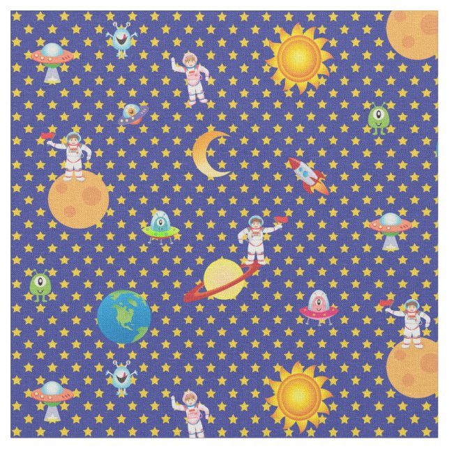 Tecido Espaço intergaláctico em estrela azul escuro  (Detalhe)