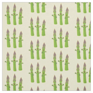 Tecido Espargos lindos cantando cartoon de trio vegetal