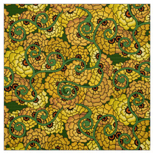 Tecido Espirais Flores - Amarelo