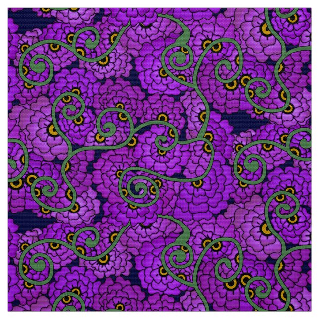 Tecido Espirais Flores - Roxo (Modelo)