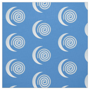Tecido Espiral de prata da lua no azul profundo