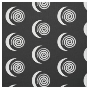 Tecido Espiral de prata da lua no preto