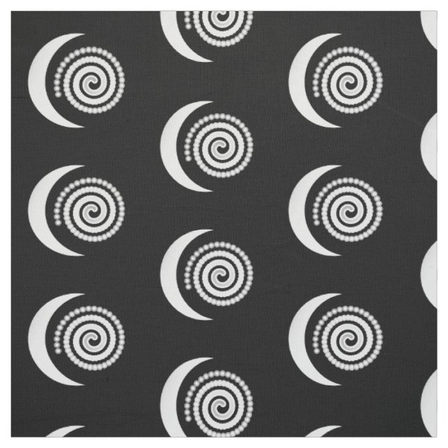 Tecido Espiral de prata da lua no preto (Modelo)