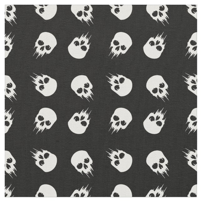 Tecido esqueleto branco preto do crânio de halloween (Detalhe)