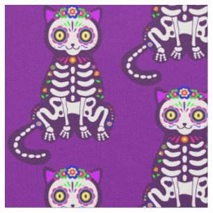 Tecido esqueleto de gato-de-halloween mexicano