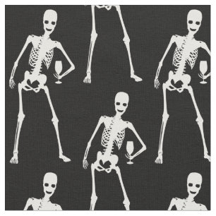 Tecido esqueleto de halloween vinho taça assustador engr