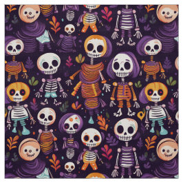 Tecido Esqueletos bonitos e assustadores padrão de hallow