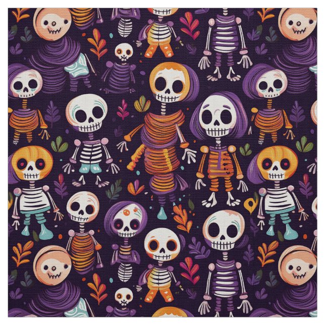 Tecido Esqueletos bonitos e assustadores padrão de hallow (Modelo)