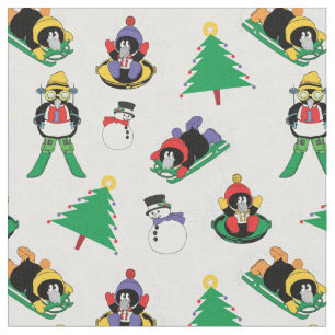 Tecido Esqui de pinguim de Natal