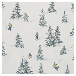 Tecido Esquiadores alpinos e Yetis oculto - Esqui Descida