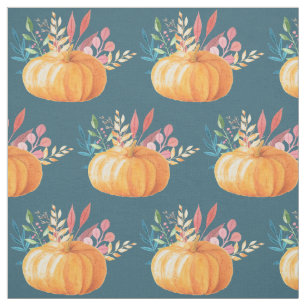 Tecido Estação de Queda de Pumpkin Orange Watercolor