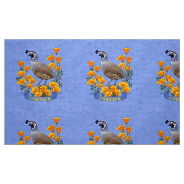 Tecido Estado da Califórnia - Pássaro Quail & Ouro Poppy (Fat Quarter)