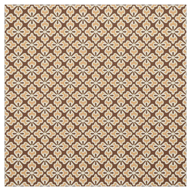 Tecido Estampa floral de quimono, caramelo e marrom choco (Modelo)