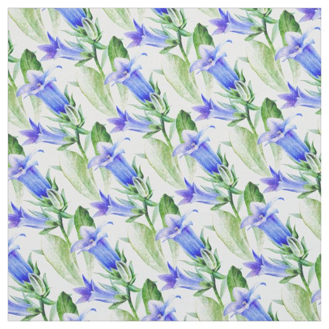 Tecido estampado com arte de aquarela de Campanula (Modelo)