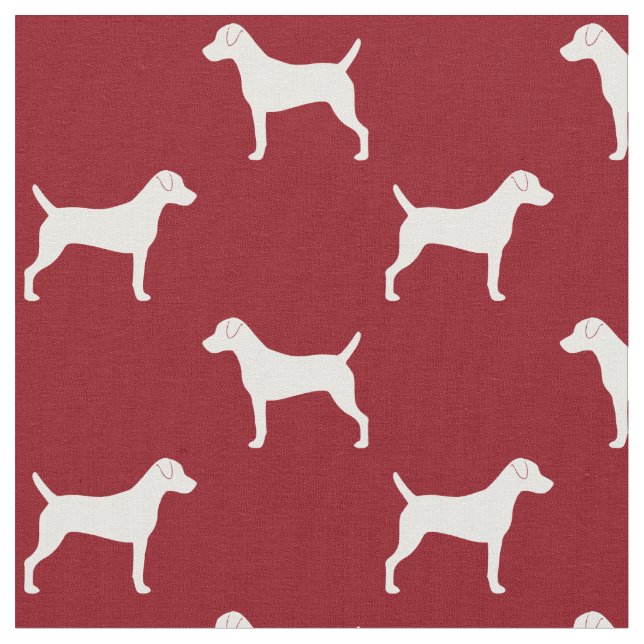 Tecido Estampado com Silhuetas de Cão Terrier Pars (Detalhe)