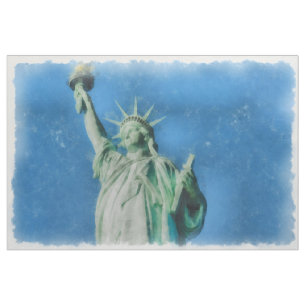 Tecido Estátua da liberdade, pintura de aquarelas de Nova
