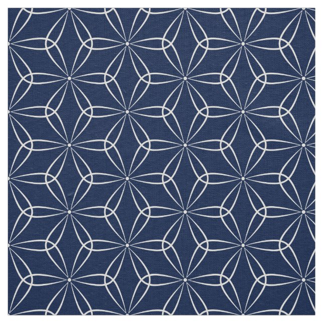 Tecido Estilo Asanoha 02 - Branco no Azul-disco 001744 (Modelo)