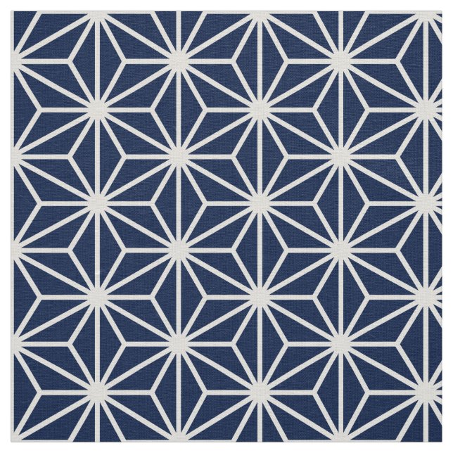 Tecido Estilo Asanoha - Branco em Azul-disco 001744 (Modelo)