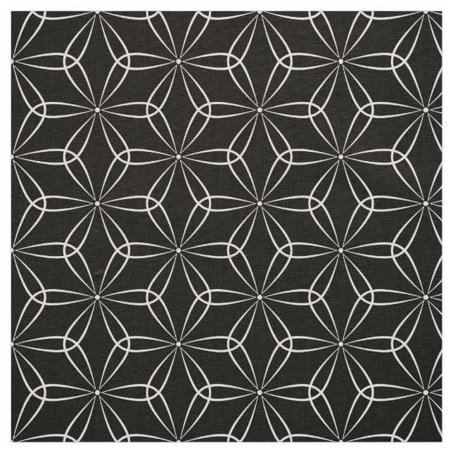 Tecido Estilo Asanoha Tradicional 02 - Branco em Preto (Modelo)