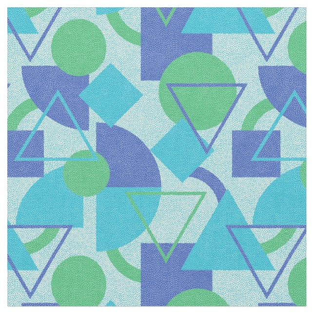 Tecido Estilo Bauhaus Verde e Azul (Detalhe)