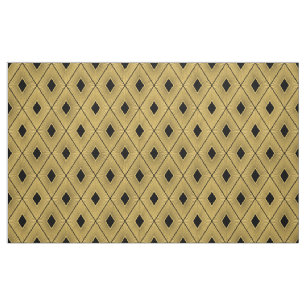 Tecido Estilo de Deco de Arte Preta e Dourada