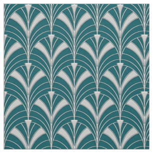 Tecido Estilo de Deco de Arte Teal e Prateada
